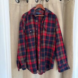 Vintage Wool Flannel, Claybrooke Red and Blue Plaid Men's Shirt, Medium / Large